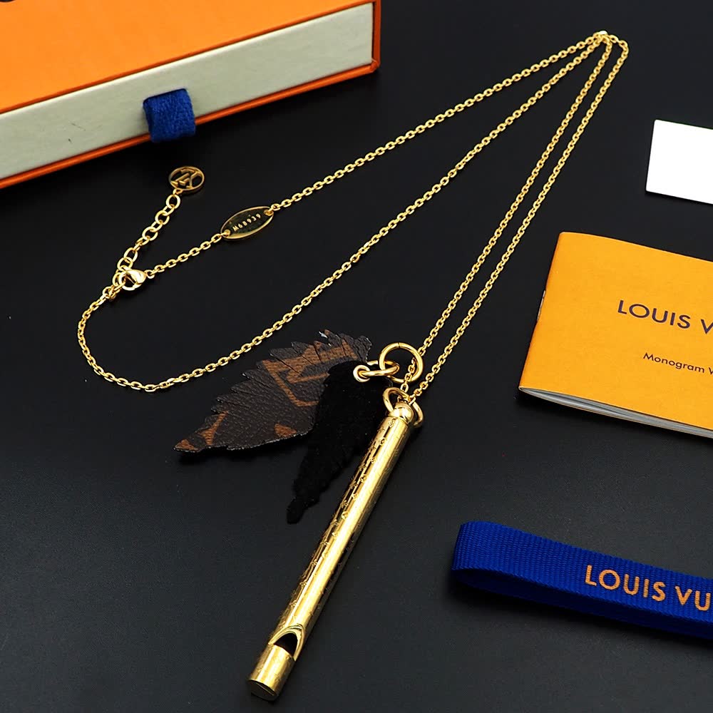 Louis Vuitton Monogram World Tour Gold Plated Necklace